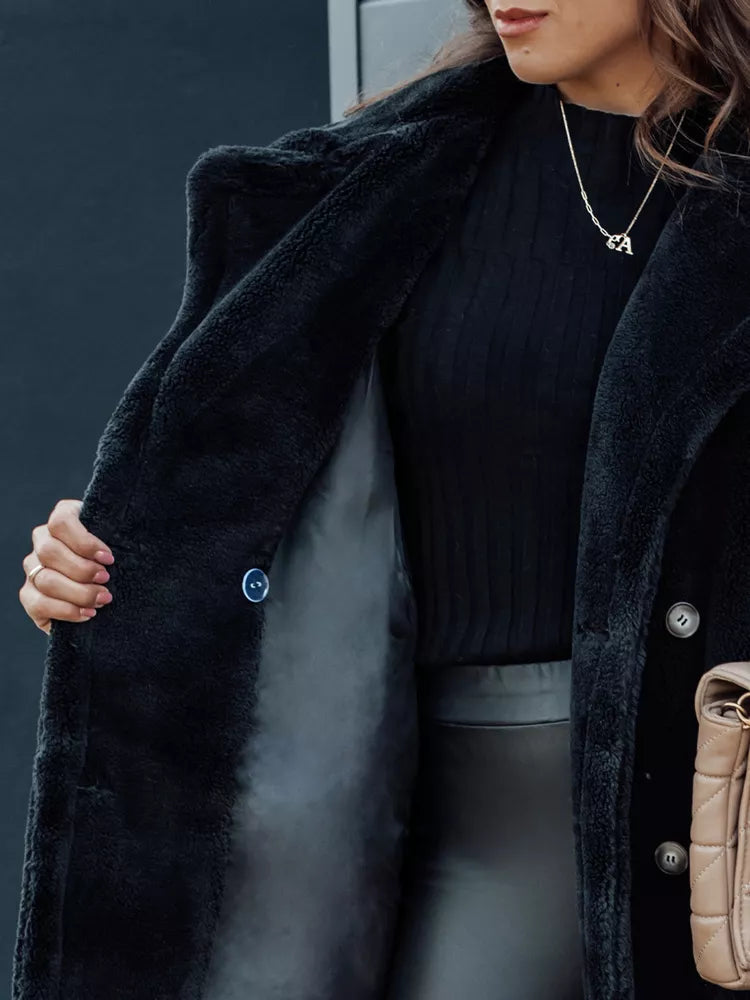 Sieviešu ziemas mētelis melns Luxer