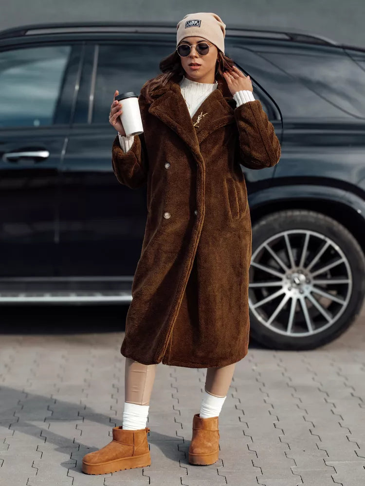 Sieviešu ziemas brūns mētelis Luxer