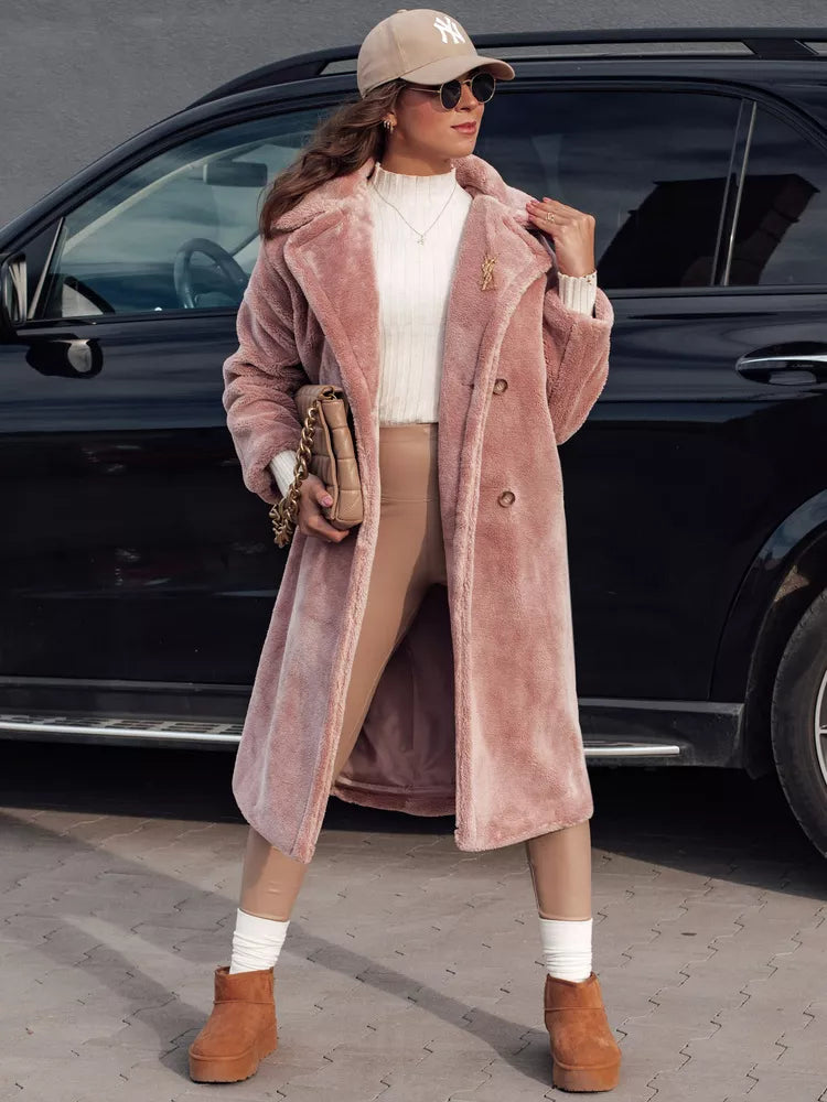 Sieviešu rozā ziemas mētelis Luxer