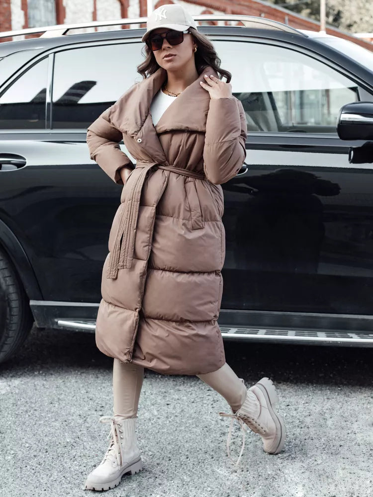 Sieviešu gaiši brūna stepēta jaka Favi