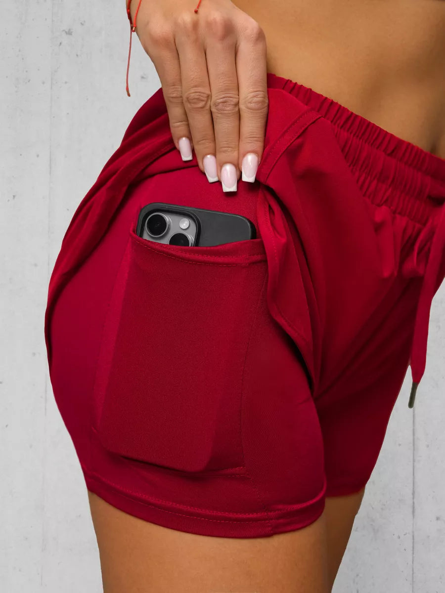 Sieviešu sarkani sporta šorti Boni