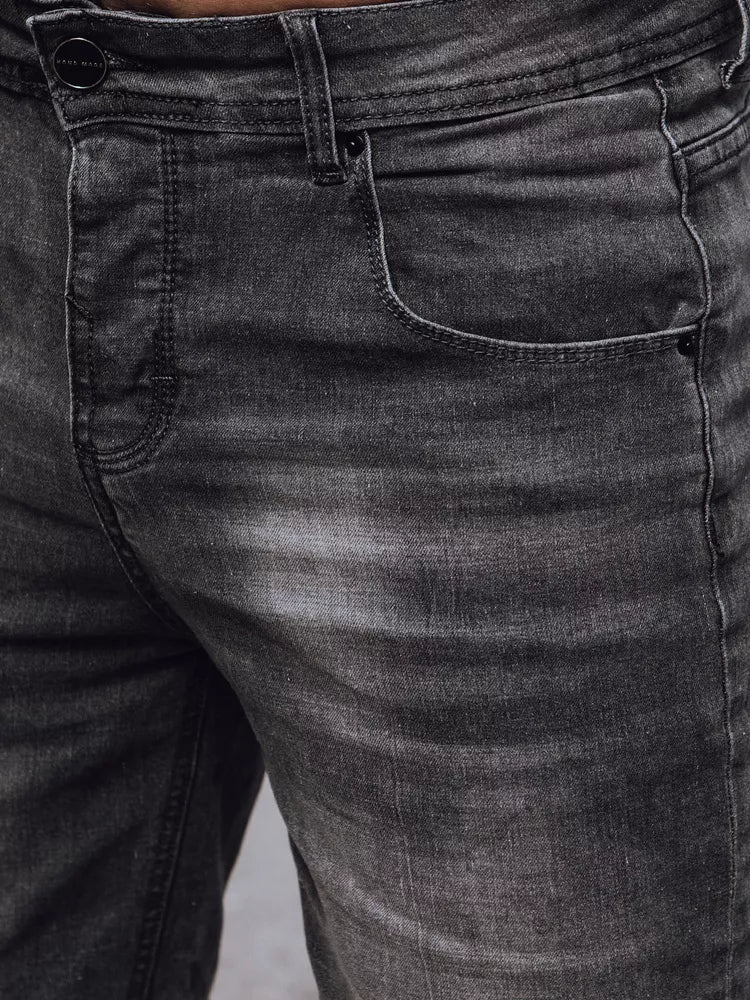 Vīriešu tumši pelēki džinsa šorti Gun