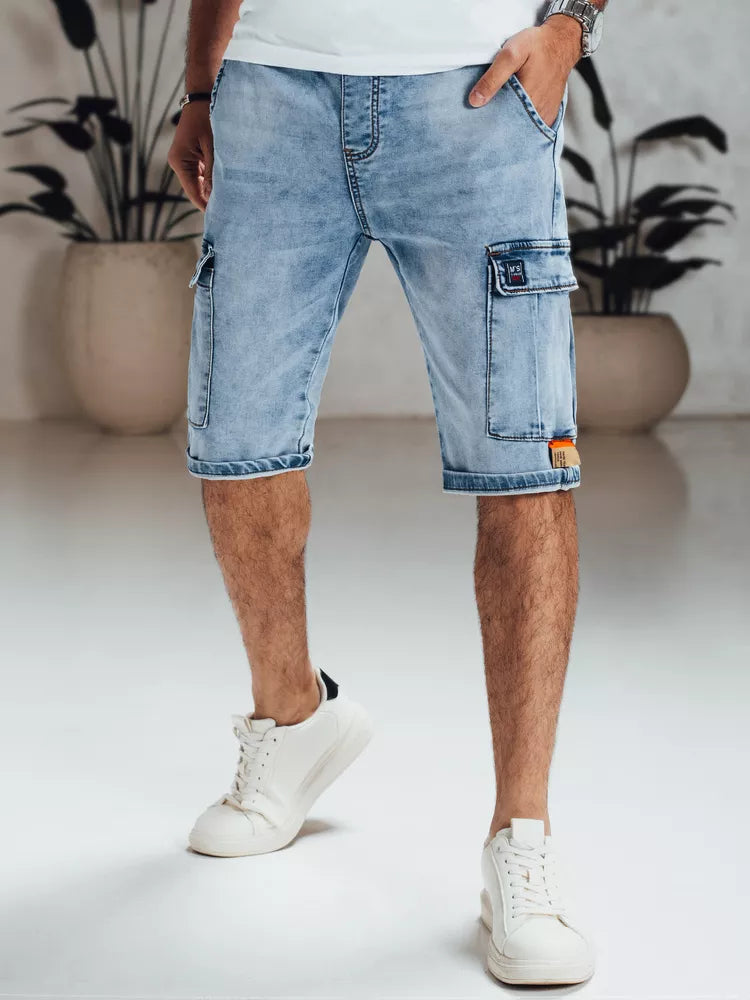 Vyriški mėlyni džinsiniai šortai Efect