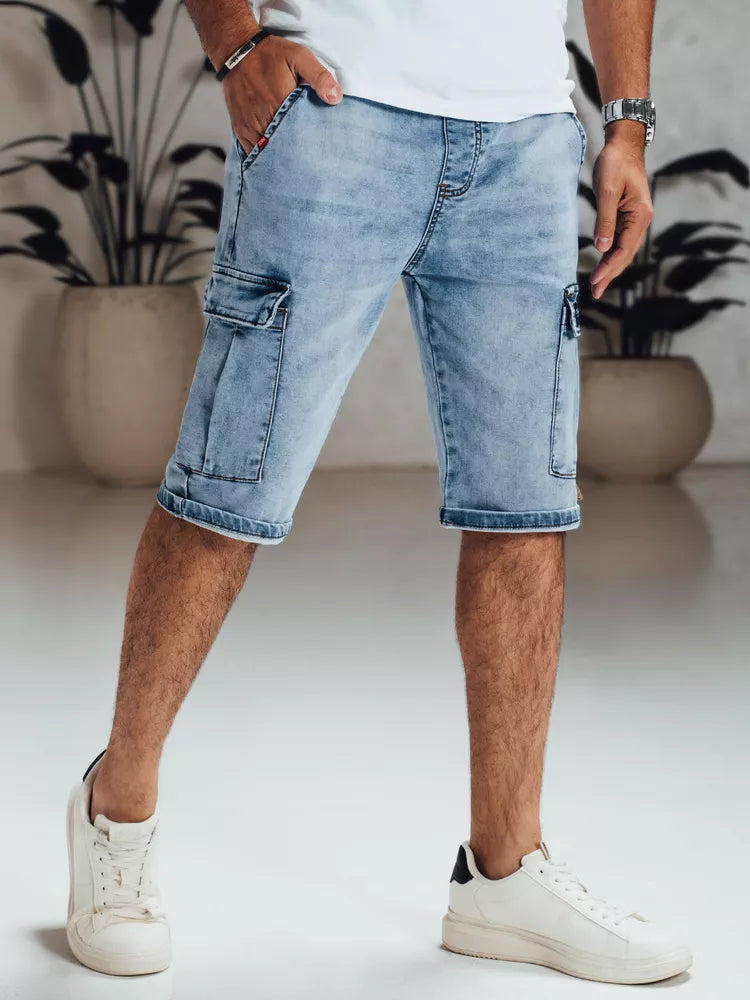 Vyriški mėlyni džinsiniai šortai Efect