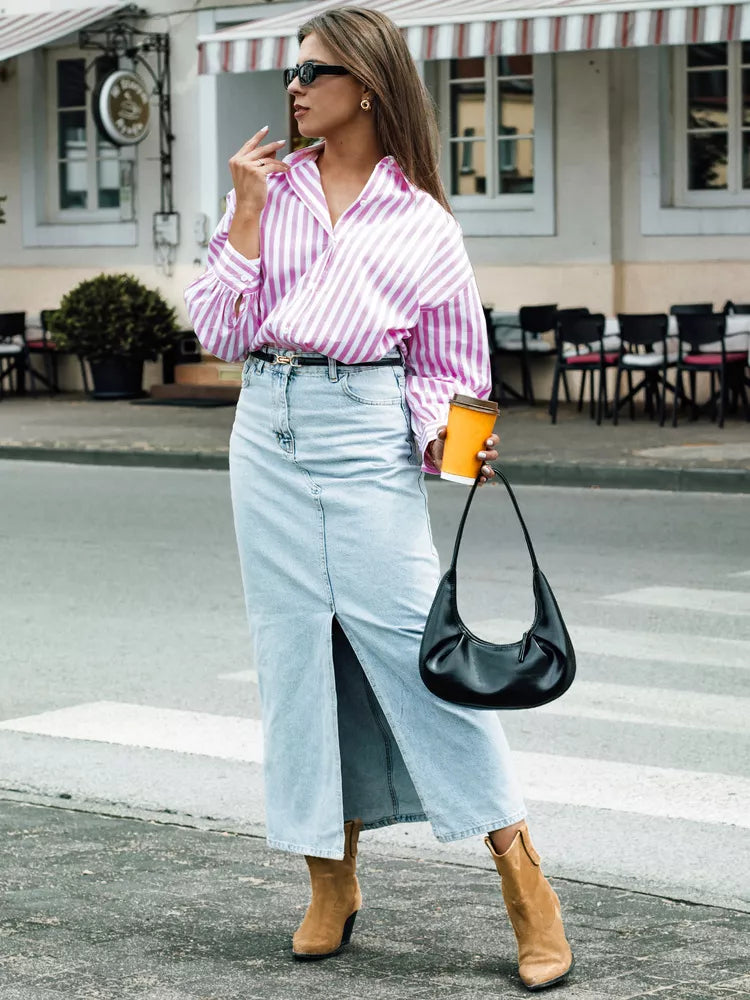 Gari džinsa zili svārki Almi