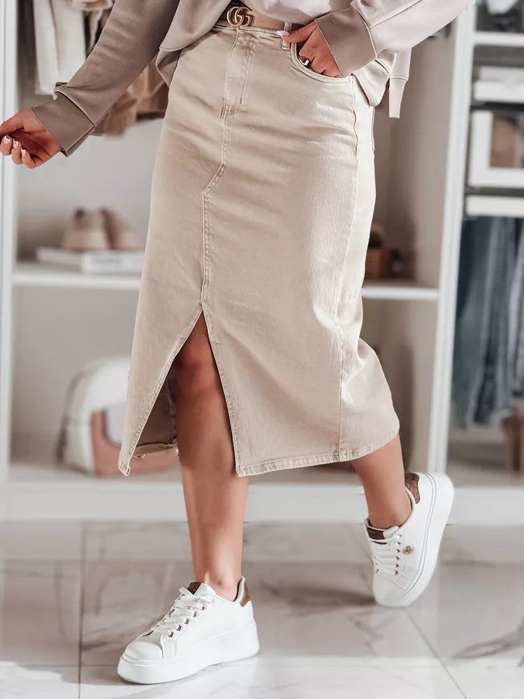 Džinsa brūna svārki ar šķēlumu Midiway