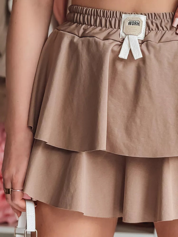 Sieviešu brūni mini svārki Falbela