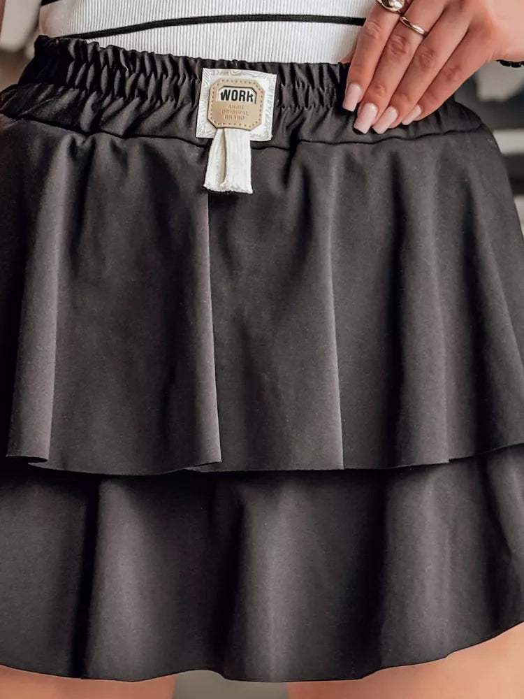 Sieviešu melni mini svārki Falbela