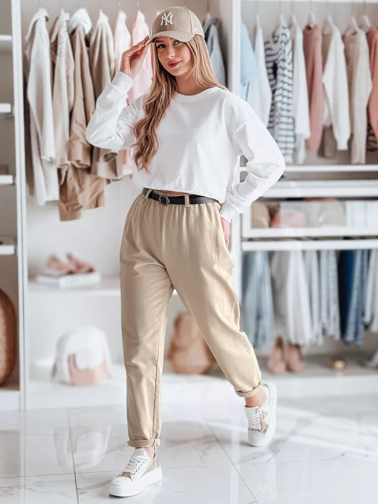 Sieviešu brūnas bikses ar jostu no Taizemes 