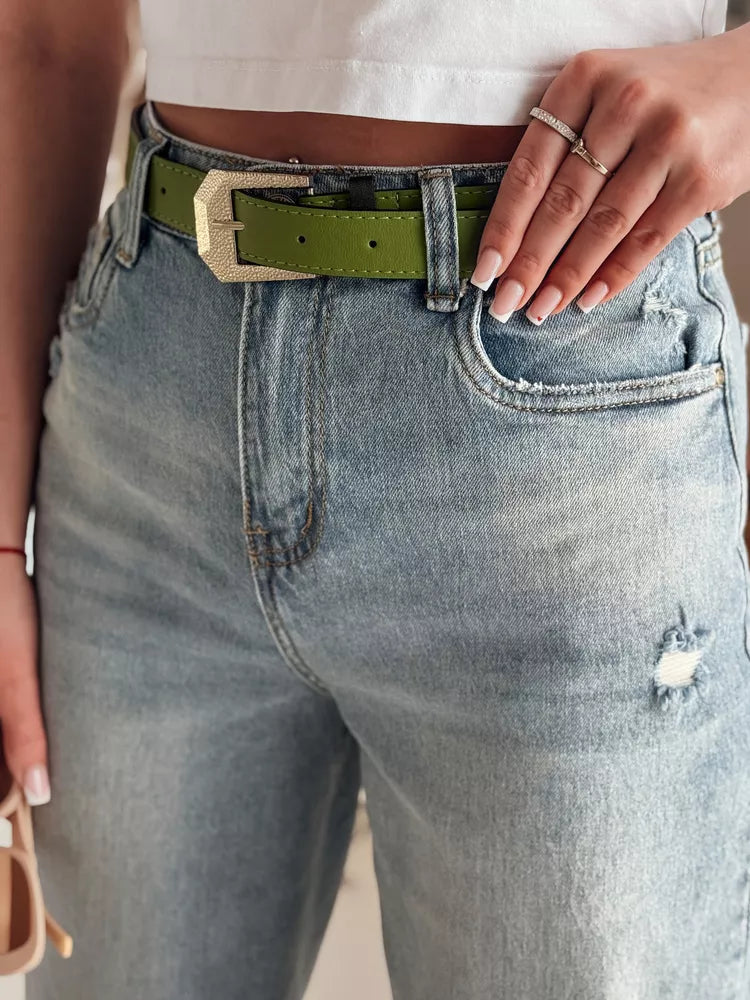 Sieviešu zilas džinsa bikses ar platām kājām 