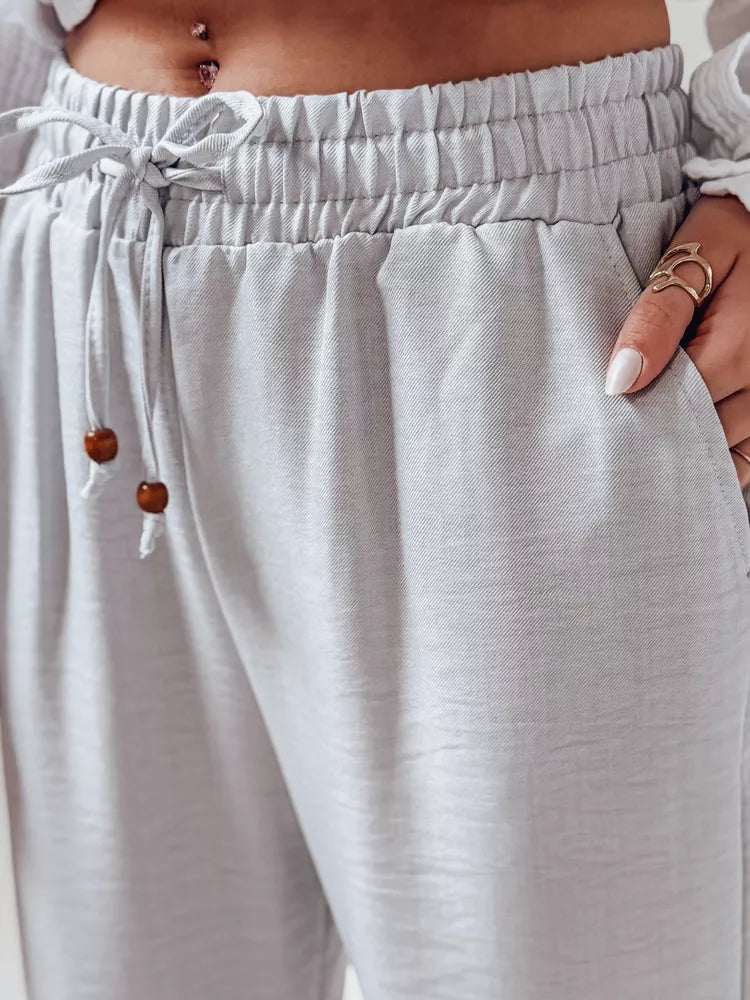 Sieviešu gaiši pelēkas ikdienas bikses Fiona 