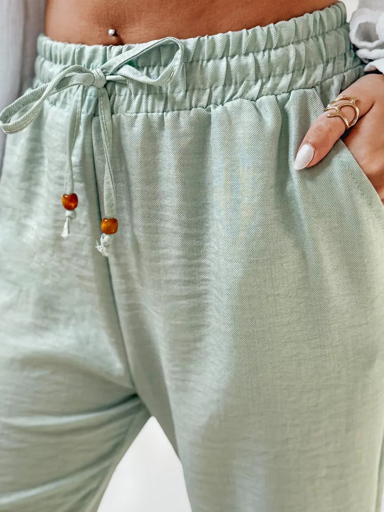 Sieviešu piparmētru krāsas ikdienas bikses Fiona 