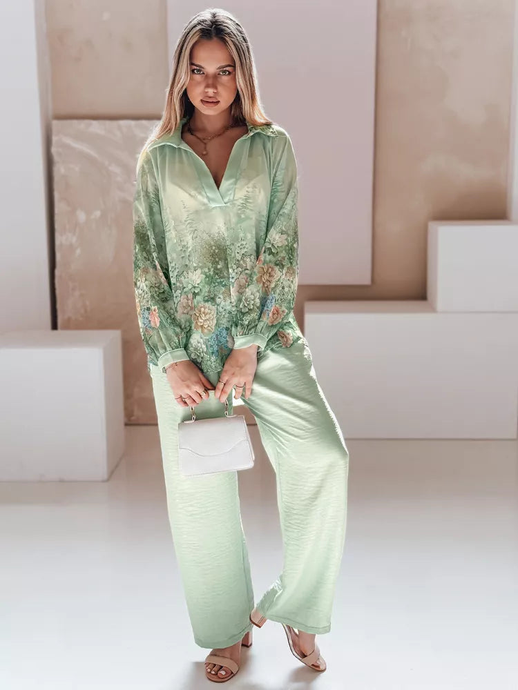 Sieviešu platas bikses zaļā krāsā Milin