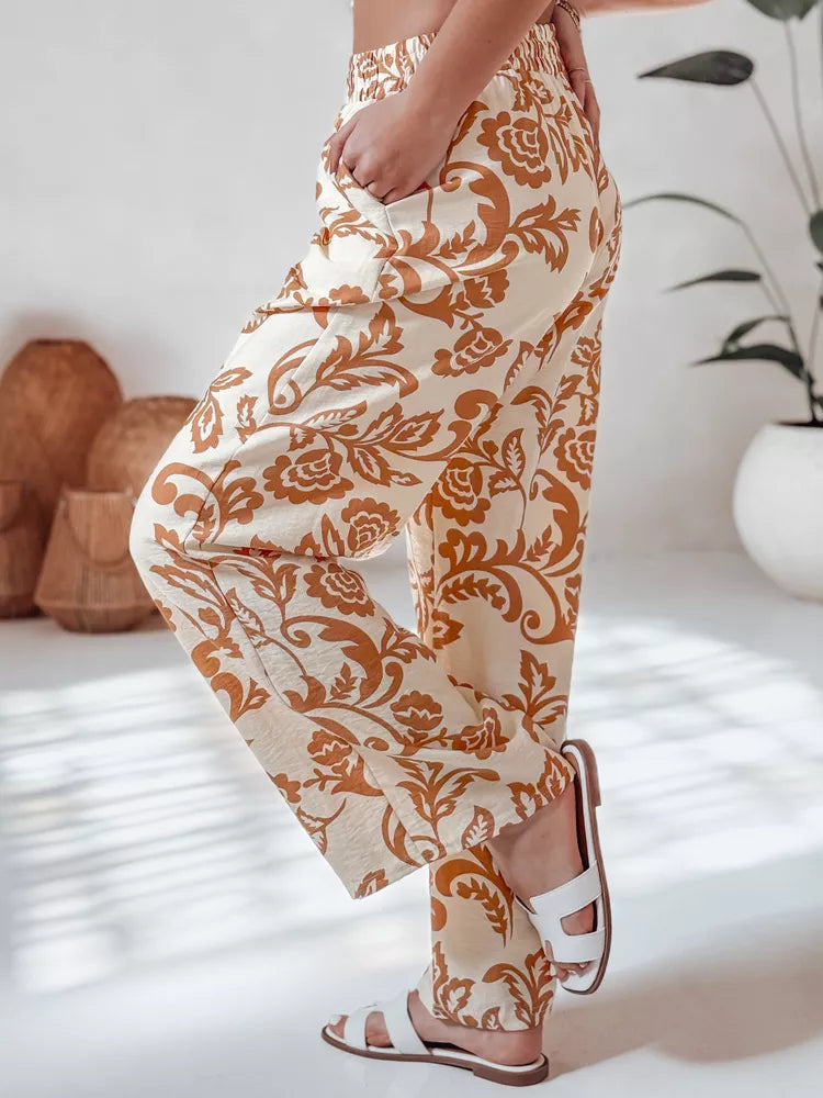 Sieviešu brūnas bikses "Flower"