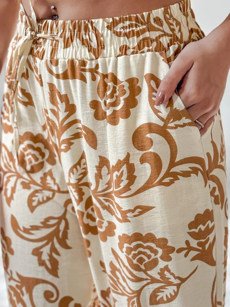 Sieviešu brūnas bikses "Flower"