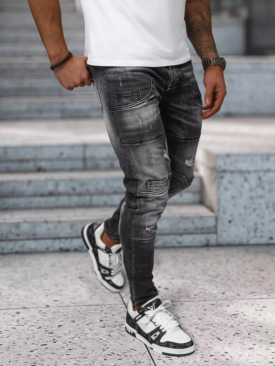 Vīriešu melnas džinsa bikses Apol