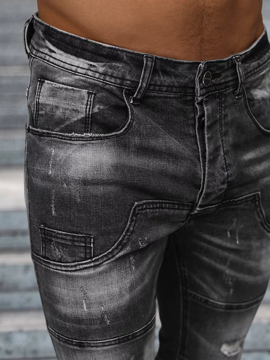 Vīriešu melnas džinsa bikses Apol
