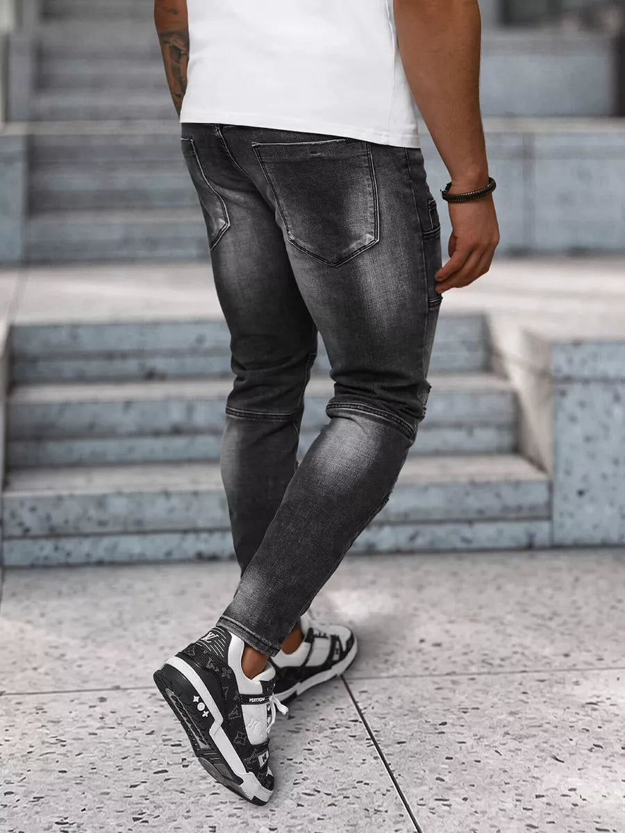 Vīriešu melnas džinsa bikses Apol