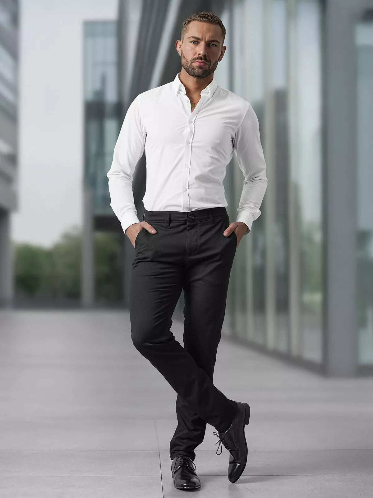 Vīriešu melnas chino bikses Reno