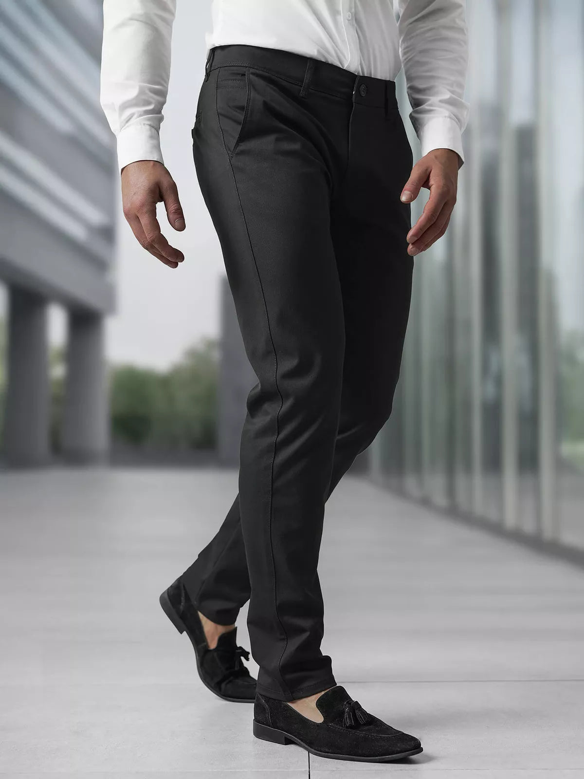 Vīriešu melnas chino bikses Reno