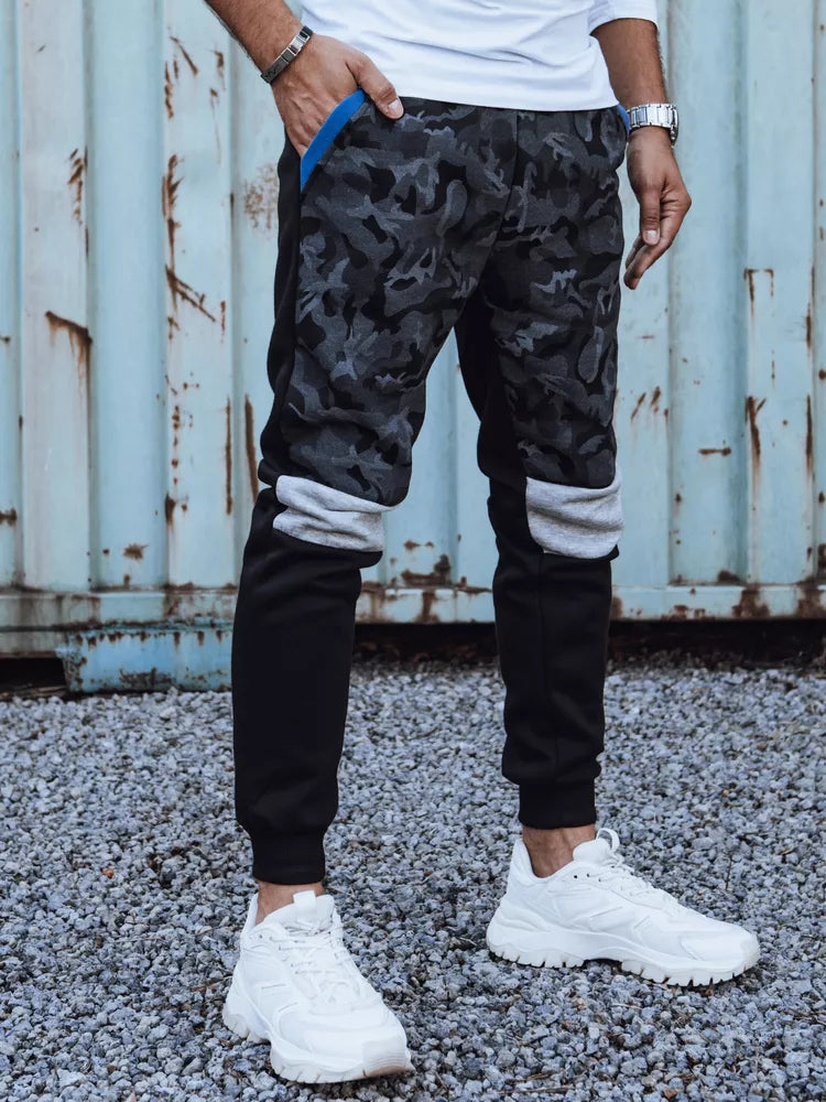 Vīriešu melnas ikdienas bikses armijas stilā