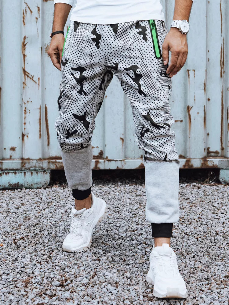 Vīriešu gaiši pelēkas kamuflāžas ikdienas bikses Run