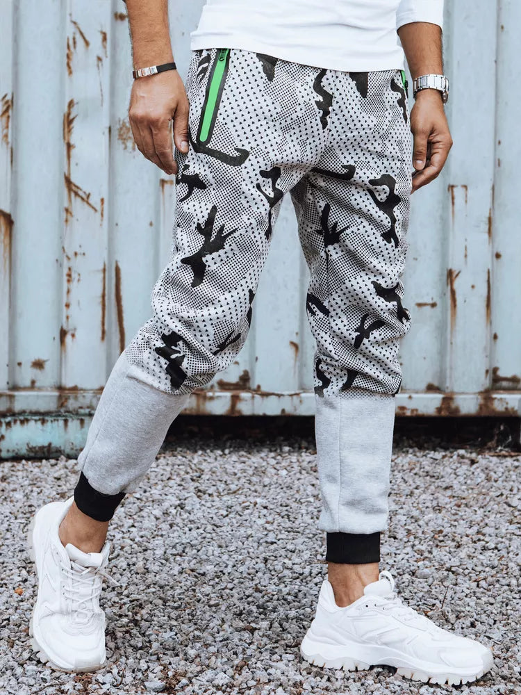 Vīriešu gaiši pelēkas kamuflāžas ikdienas bikses Run