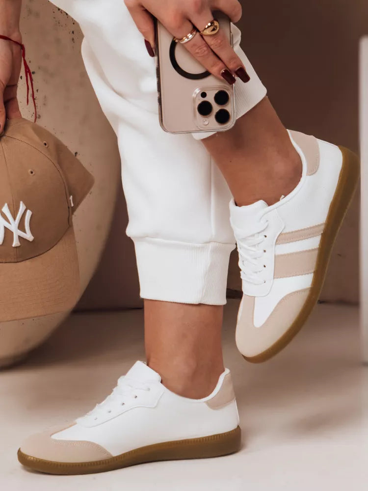 Sieviešu baltas ar brūnām detaļām ikdienas kurpes Niti