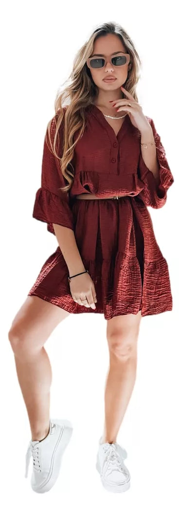 Sieviešu bordo krāsas vasaras kleita Lyvonne