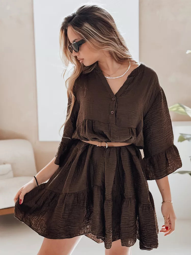 Sieviešu tumši brūna vasaras kleita Lyvonne