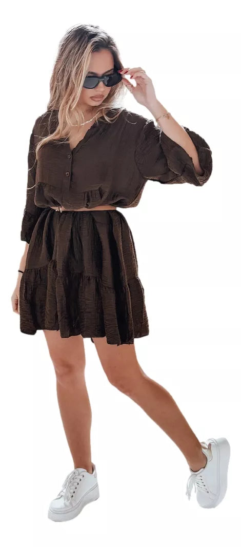 Sieviešu tumši brūna vasaras kleita Lyvonne