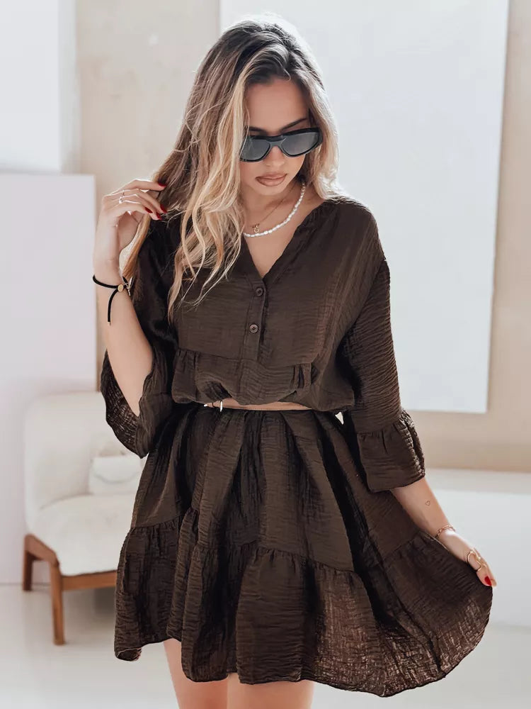 Sieviešu tumši brūna vasaras kleita Lyvonne