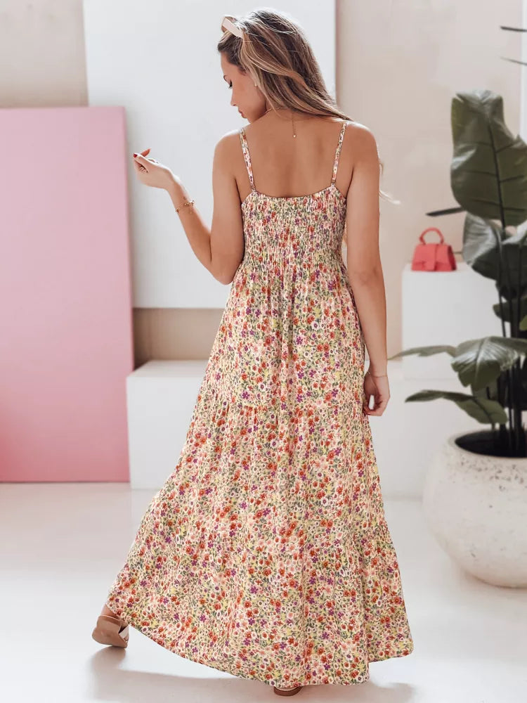 Sieviešu garā kleita ar violetiem ziediem Flori