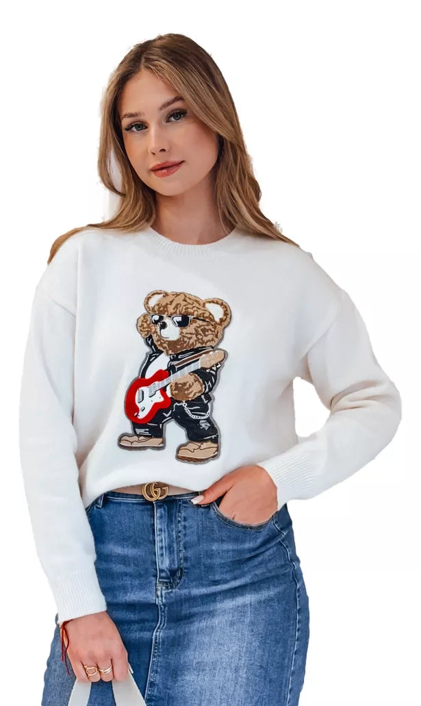 Sieviešu balts džemperis Mislook