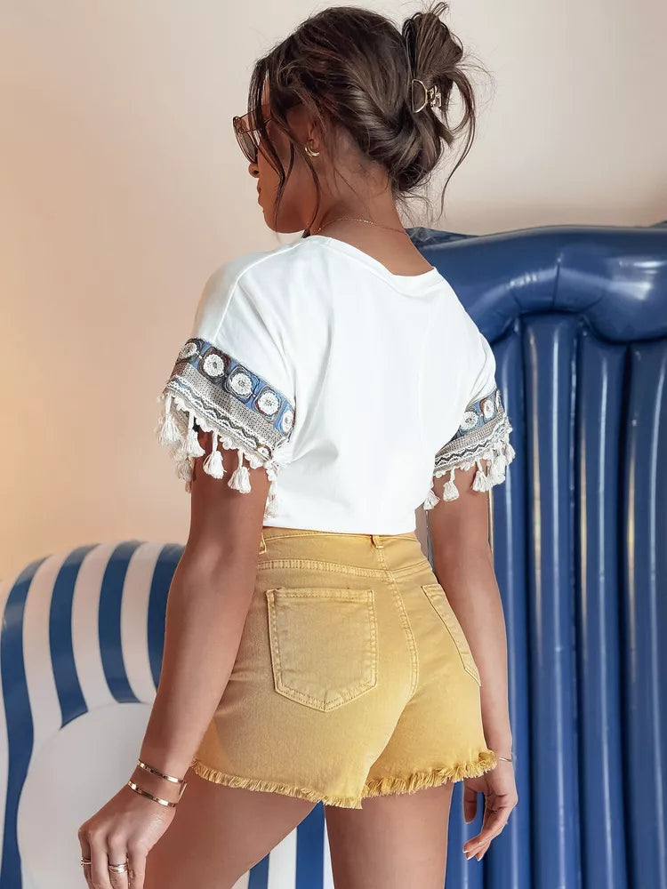 Sieviešu dzelteni džinsa šorti Sunylook