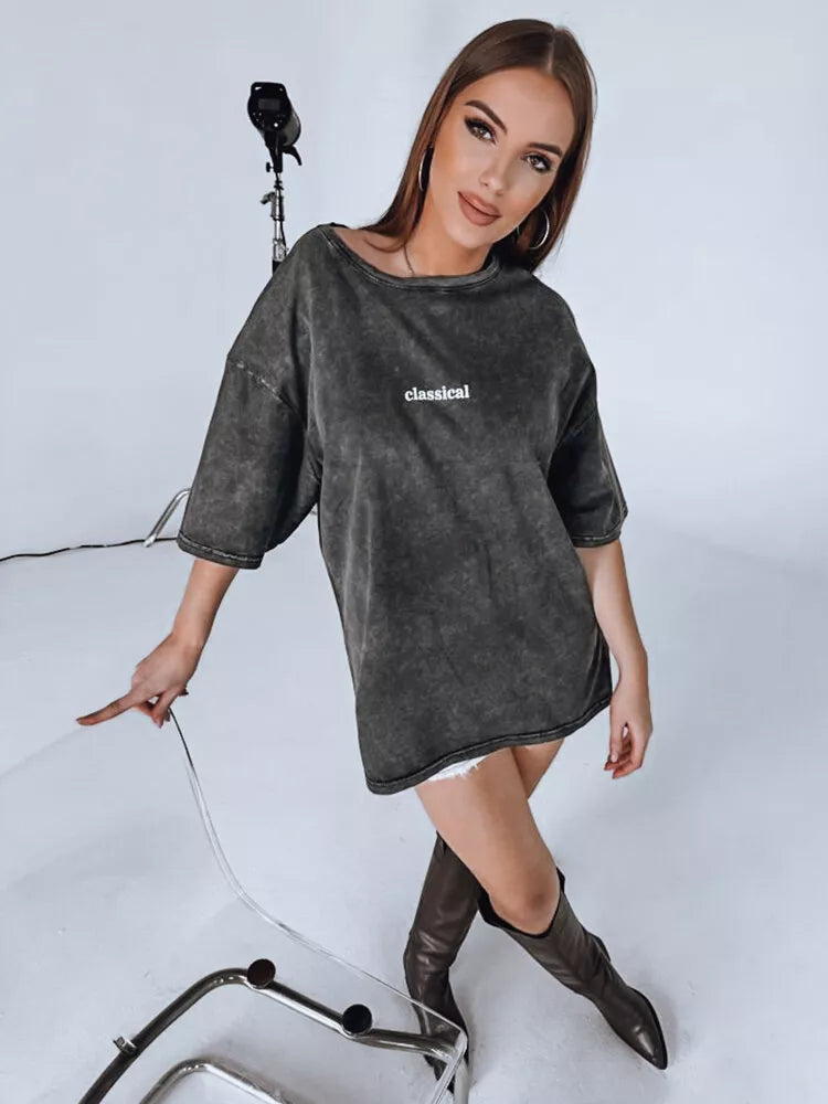 Sieviešu tumši pelēks T-krekls Classical 