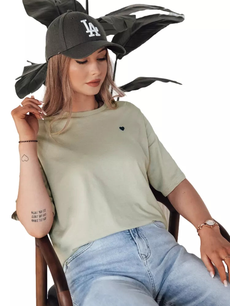 Sieviešu gaiši zaļš svītrains T-krekls Mila