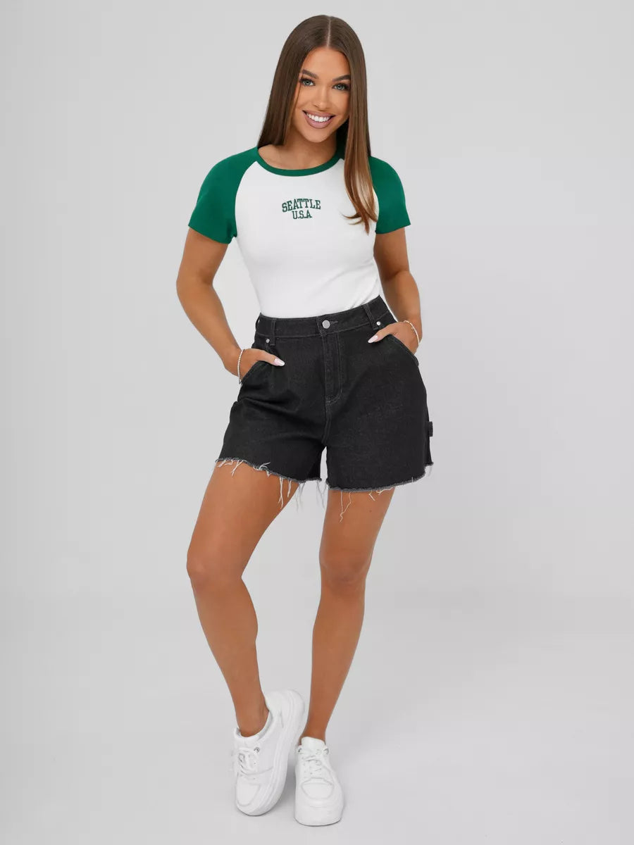 Sieviešu balts/zaļš T-krekls, Sietla, ASV