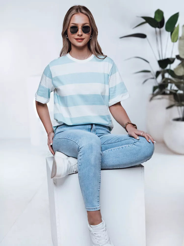 Sieviešu svītrains zils T-krekls Almin