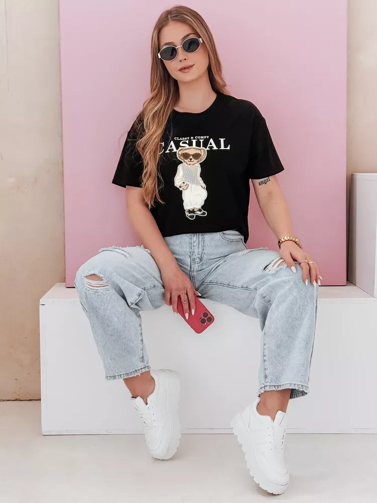 Sieviešu melns T-krekls Classy