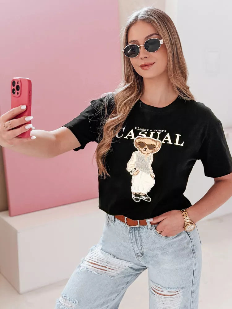 Sieviešu melns T-krekls Classy