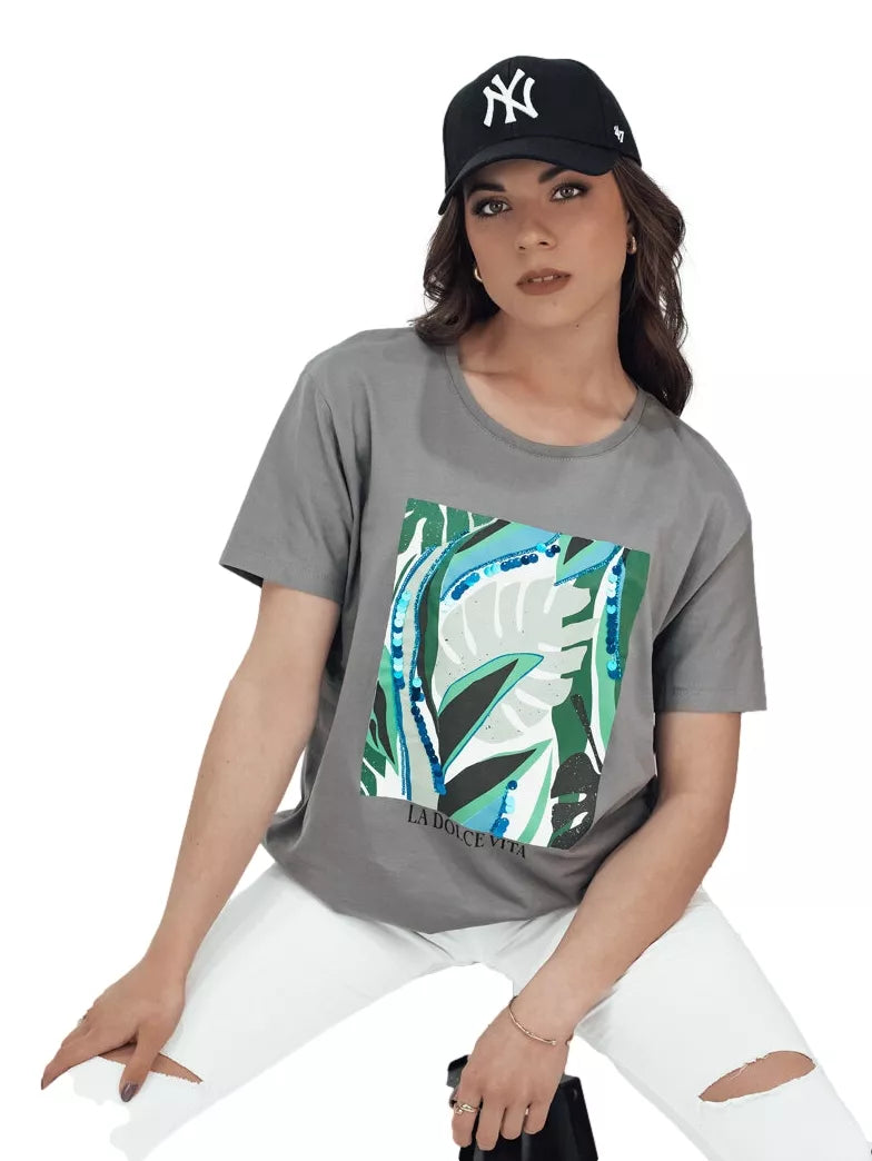 Sieviešu tumši pelēks T-krekls Mumba