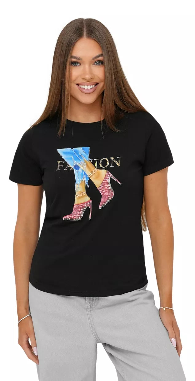 Sieviešu melns T-krekls Fakts