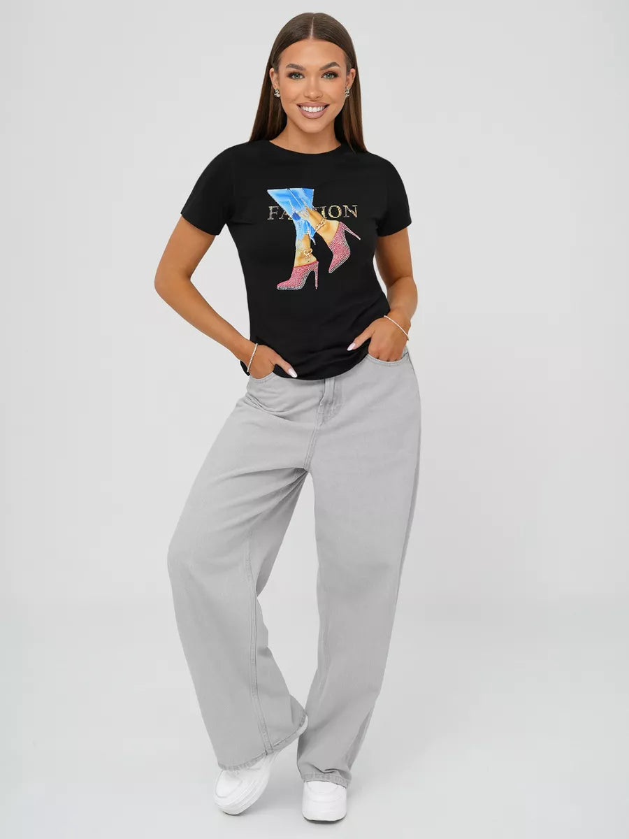 Sieviešu melns T-krekls Fakts