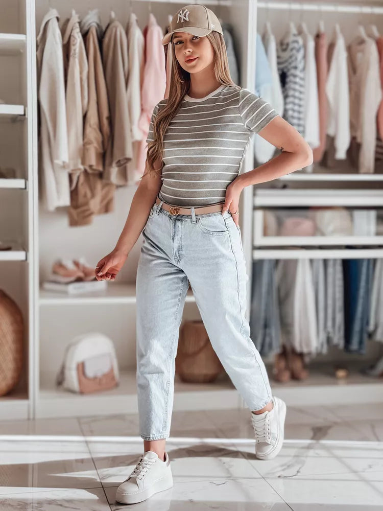 Sieviešu pelēks svītrains T-krekls Liness 