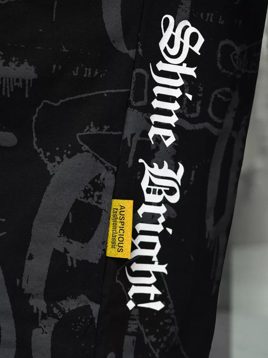 Vīriešu melns brīva piegriezuma T-krekls Shine Bright