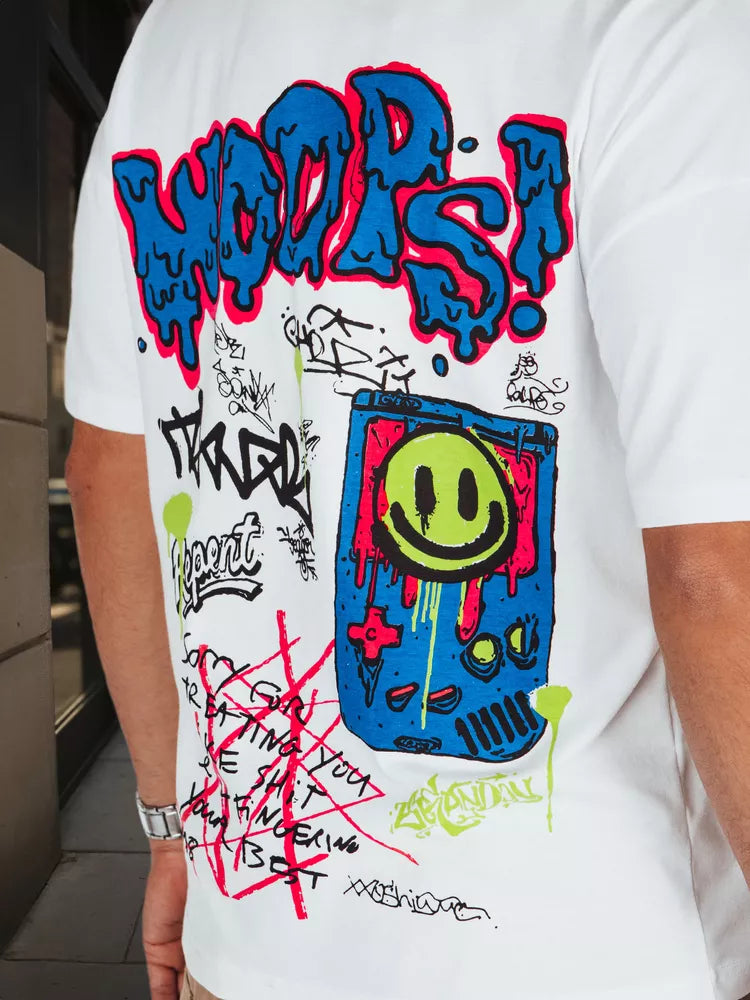 Vīriešu balts T-krekls Woops