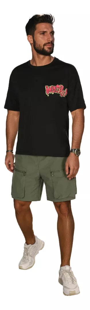 Vīriešu melns T-krekls Woops