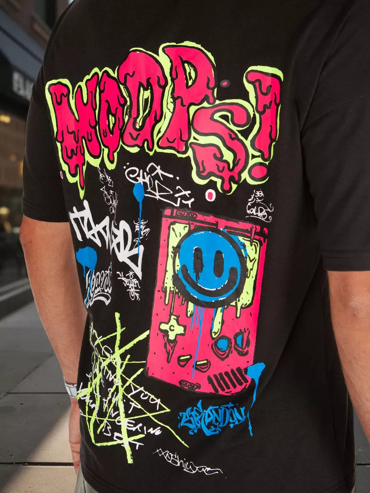 Vīriešu melns T-krekls Woops