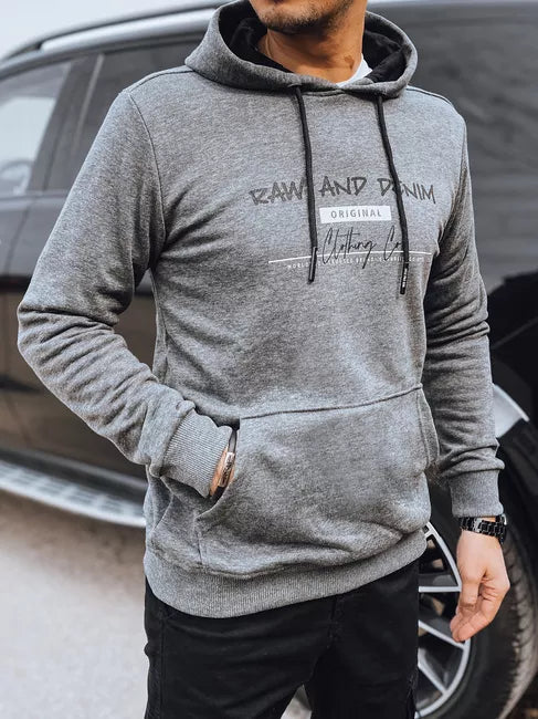 Vīriešu pelēks džinsa kapučjakas